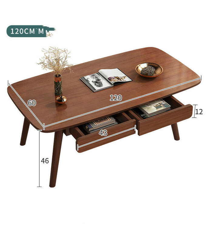 Large-capacity Storage Double-layer Simple Installation Coffee Table For Living Room With Drawer 100*48cm