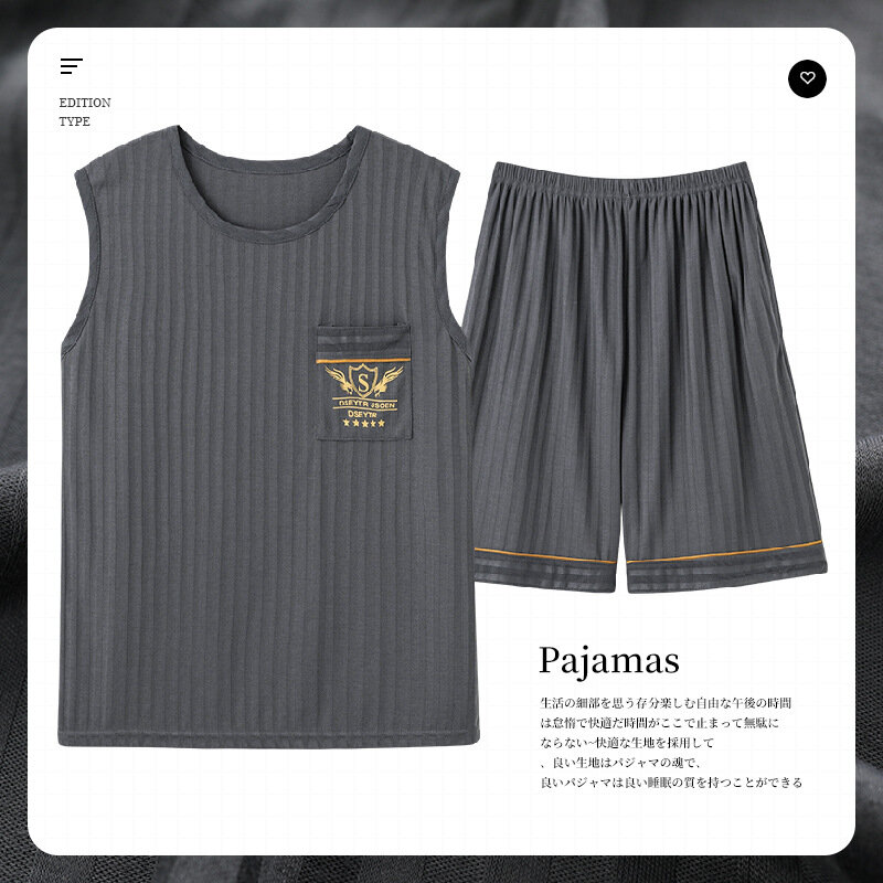 Pyjama d'été en coton pour homme, vêtement de détente, nouvelle collection, livraison directe