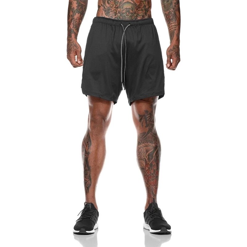 Pantalones cortos de gimnasio para hombre, ropa deportiva de doble cubierta para correr, entrenamiento, trotar, verano, 2022