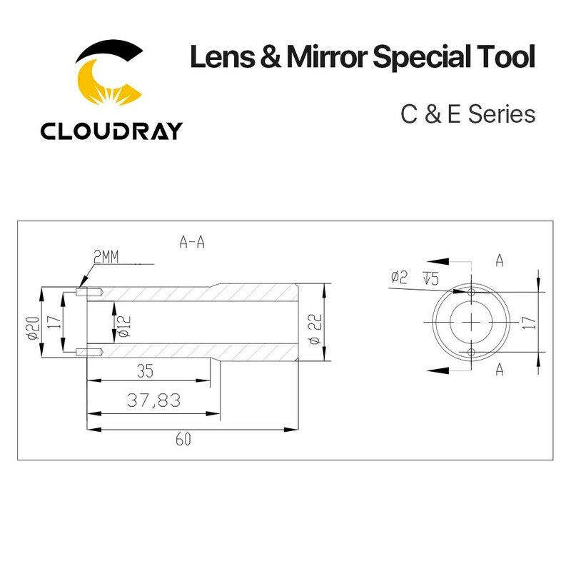 Cloudray-Herramienta de extracción E inserción de espejo de lente, para la serie C & E, extracción de tuercas de tubo de lente