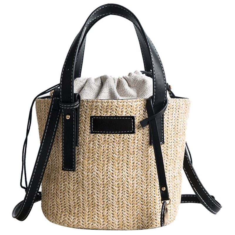女性のための手作りのヴィンテージハンドバッグ,レトロなビーチバッグ,ストローコード,編みこみの大きなバッグ,紙のフレッシュペーパーパック,夏