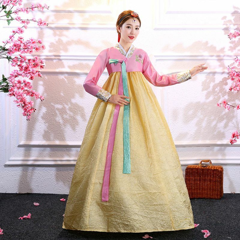 أزياء الهانبوك الكورية التقليدية الأداء للنساء أنيقة قصر الهانبوك كوريا الزفاف زي الرقص المشرق