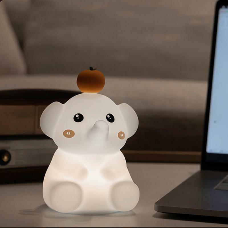 Dimmable Elephant Night Light com Função Temporizador, Silicone Bedside Desk, Lâmpada de Leitura, Novidade, 2 Nível