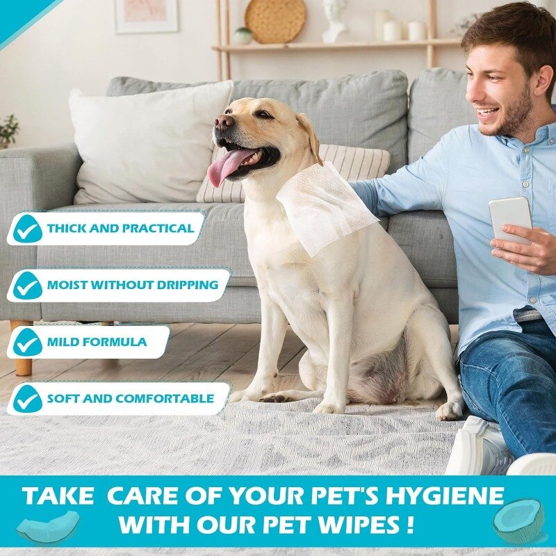 ペットの健康のための脱臭ワイプ,犬と猫のための掃除装置,洗浄不要,10パック,120個