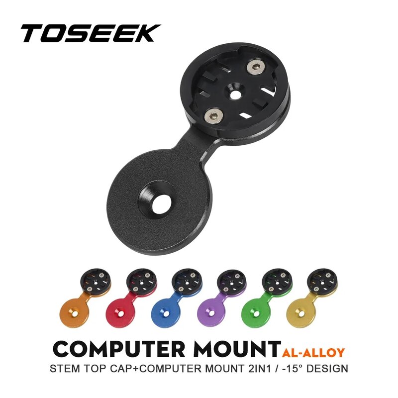 TOSEEK MTB 핸들바 통합 헤드셋 캡 커버, 컴퓨터 마운트 포함, 가민 브라이튼 와후 자전거 컴퓨터 액세서리