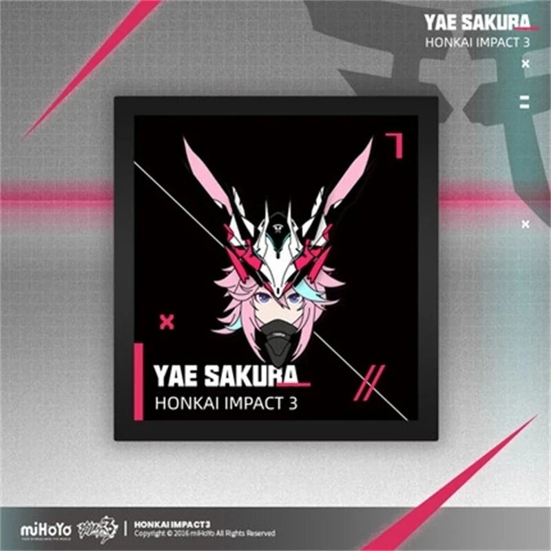 miHoYo Official  Game  Honkai Impact 3 Gife Box Yae Sakura Neon Shade Theme Commemorative Cosplay Props Wallet Badge PVC Poster
