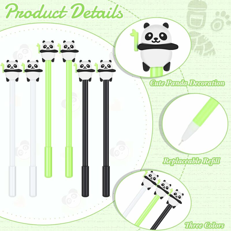 Juego de bolígrafos de Gel con diseño de Panda, Set de 24 piezas de pluma estilográfica de 0,5mm con dibujos de animales, herramientas de escritura Kawaii, material de papelería escolar y de oficina