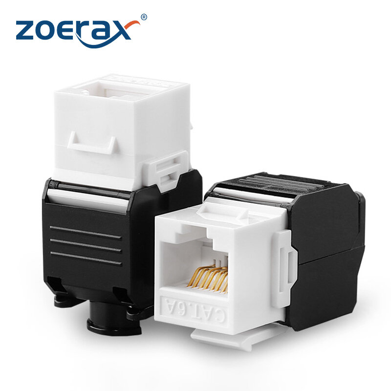 ZoeRax-Adaptateur réseau Ethernet, 1 pièce, Cat8 Cat7 Cat6a RJ45, prise trapézoïdale, 180 résistante, UTP DONless, terminaison femelle