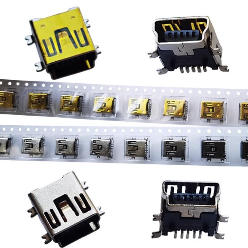 Mini conector 5Pin para componentes eletrônicos, Tomada fêmea USB 2.0, MINI-5P soquete, Acessórios MP3 MP4, Carregamento, Transmissão de dados