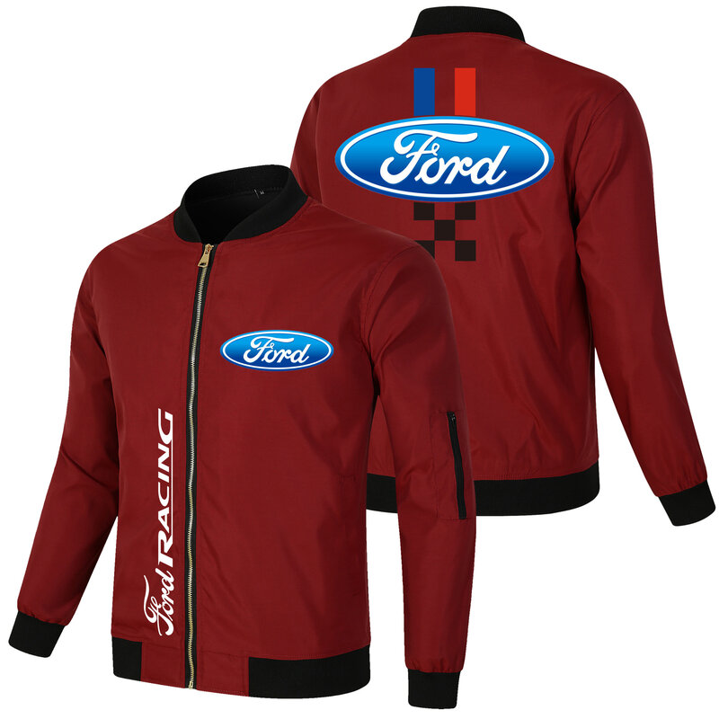 Spring and Autumn New Men's Casual Sports Large Size Trendy Zipper Loose Ford Racing Car Logo Men's Jacket