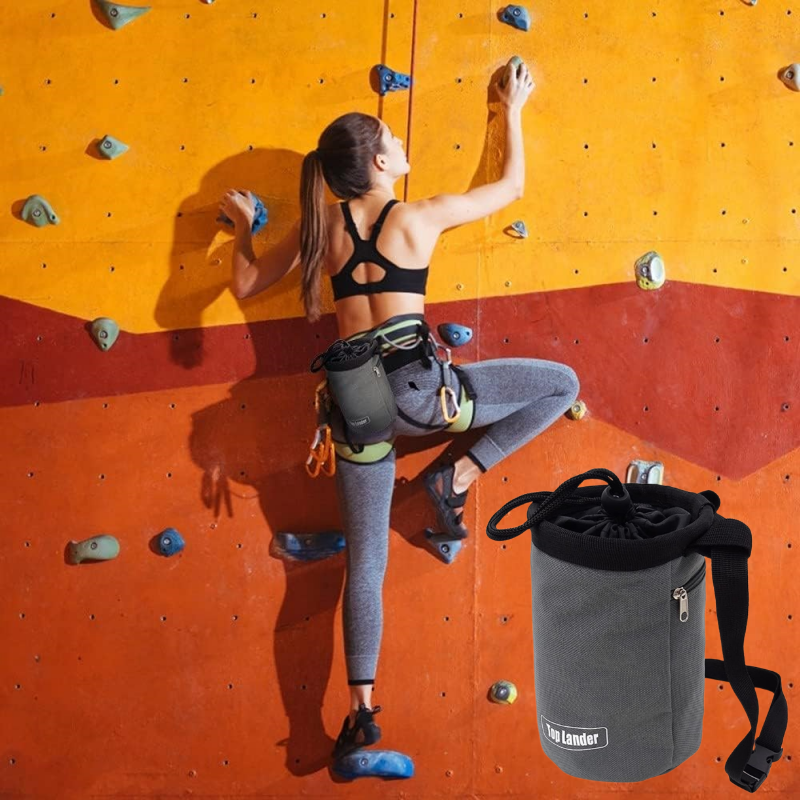 Bolsa de almacenamiento de polvo de magnesio para gimnasio, Cubo de tiza de escalada con cinturón ajustable para gimnasia de levantamiento de pesas en roca
