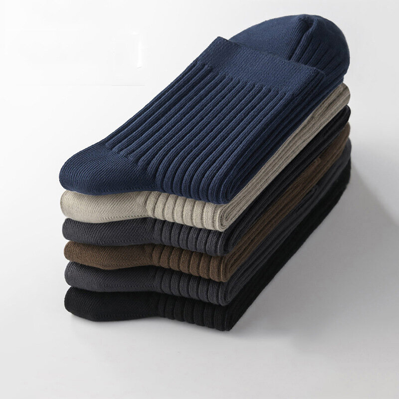Calcetines de algodón transpirables para hombre, medias de media pantorrilla, cómodas e informales, para negocios, primavera e invierno, 5 EU37-43