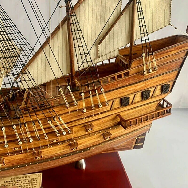 نموذج سفينة خشبية كبيرة ، أسطول سان دييغو ، خشب صلب نهائي ، زينة شراعية ، أسطول إسباني ، هدية لعبة