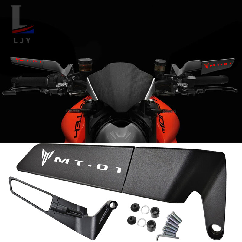 Espejos giratorios ajustables para motocicleta, kit de espejos de alas invisibles para Yamaha MT-01 MT01