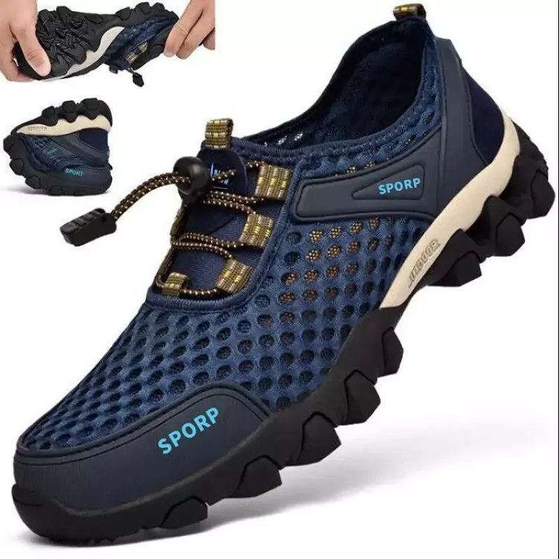 Кроссовки мужские сетчатые без шнуровки, удобная Уличная обувь для походов и альпинизма, повседневная обувь для мужчин, на лето