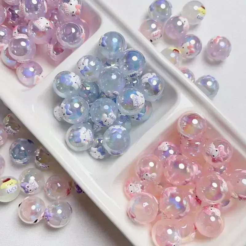 HelloKittile-Perles acryliques mymélodiles pour filles, perle ronde bricolage, bracelet, collier, pendentif, boucles d'oreilles, accessoires de bijoux, cadeau exécutif