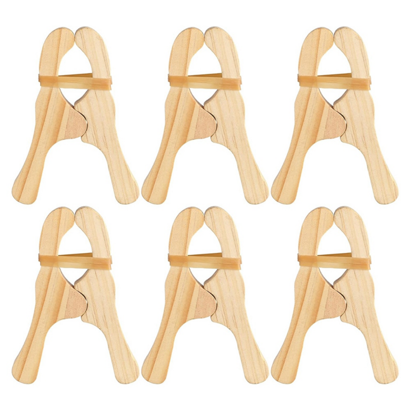 6-Pack Wooden Play Clips for Curtains, Wardrobes, Balcony, Wooden Clips