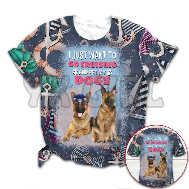 Moda masculina t camisa dachshund-eu só quero ir cruising & pet meus cães 3d todo impresso engraçado camiseta do cão camisetas unisex