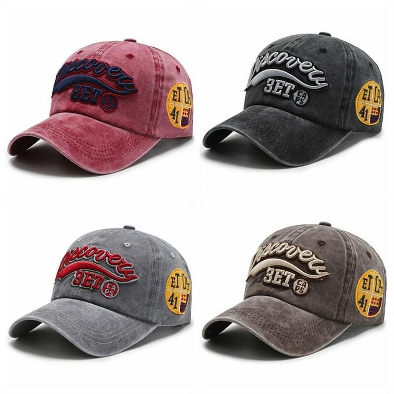 Vintage Letter Baseball Cap Dad Hat Washed Embroidery Hip Hop Hat Snapback Retro Trucker Hat Unisex
