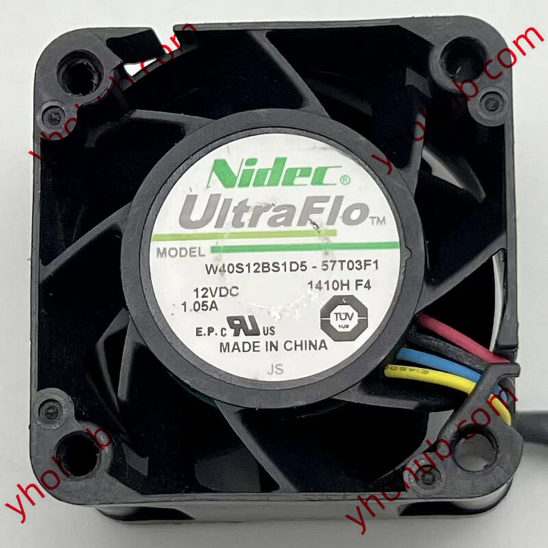 TNidec-ventilador de refrigeración para servidor de 4 cables, W40S12BS1D5-57T03F1 DC 12V, 1.05A, 40x40x28mm
