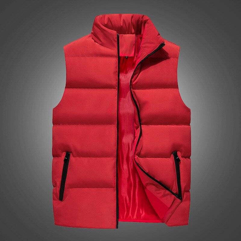 New Jacket Winter Warm Coats for Men Thickened Stand Collar Down Vest Oversize Jackets Puffer Vest Sleeveless Zipper Coat