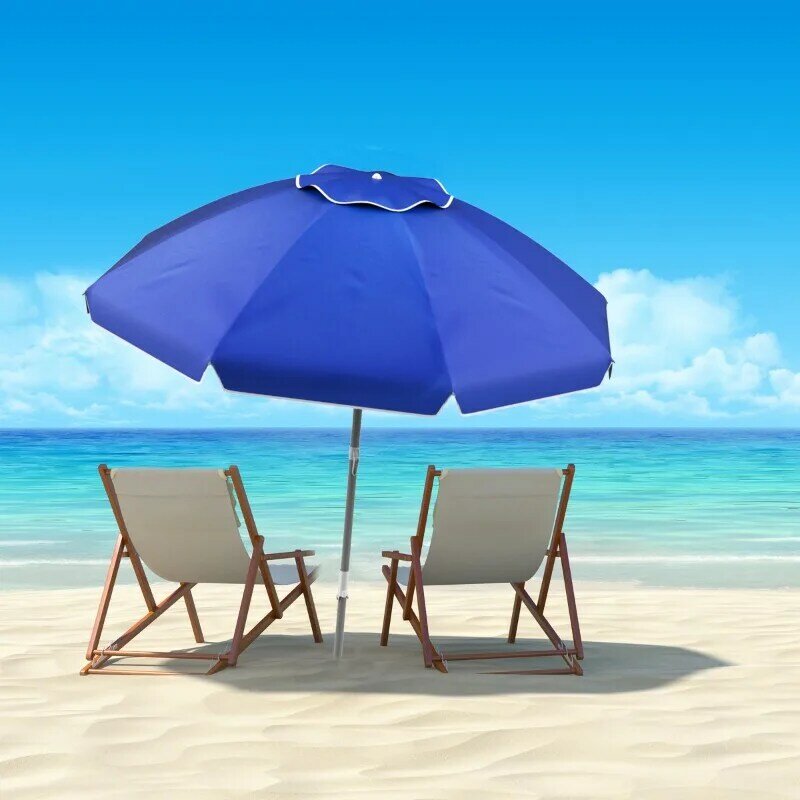 مظلة مظلة في الهواء الطلق حديقة نقية ، 7 أقدام. الألومنيوم ، مرساة الرمل وحماية الأشعة فوق البنفسجية ، الأزرق