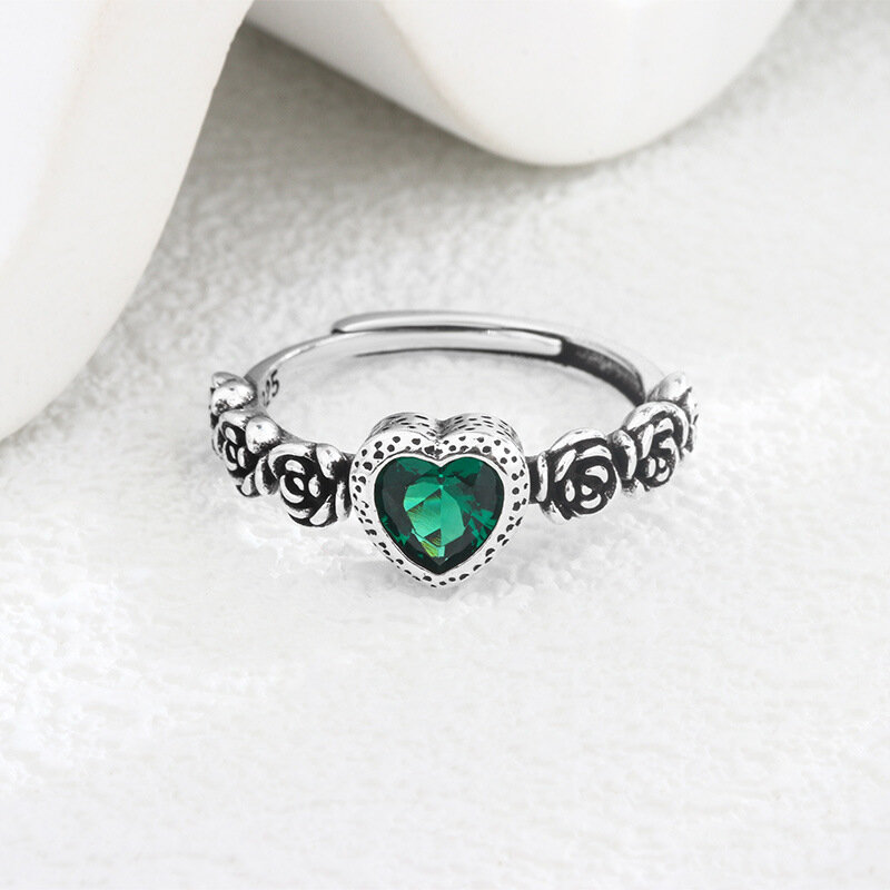 925 Sterling Silver Heart Colour Zircon ​Rings For Women Engagement Wedding Luxury Aesthetic Jewelry Argent 925 ​Jewellery