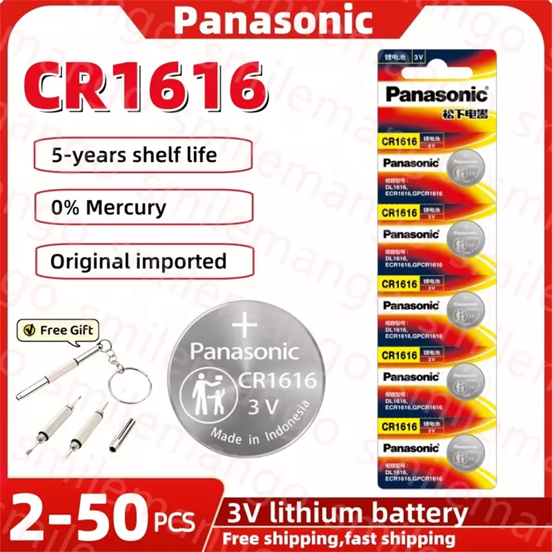 Panasonic-CR1616 Botão Coin Cell, 3V Bateria De Lítio, DL1616, 5021LC, Relógio, Controle Remoto, Calculadora, Chave do carro, Original