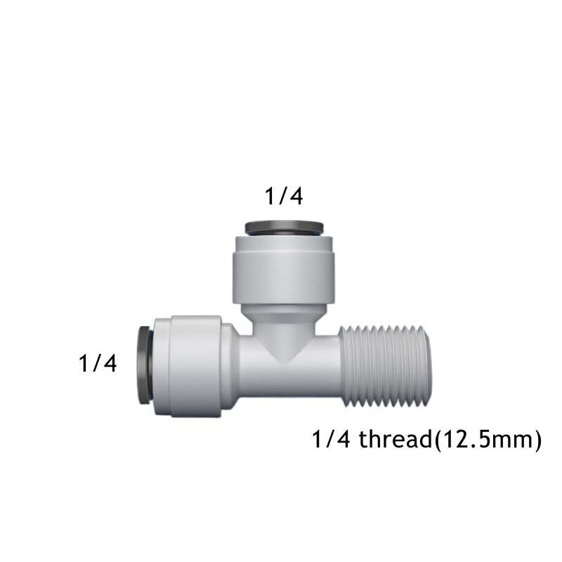 Conector de tubería de PE tipo t RO, rosca macho hembra, conexión rápida 1/4 3/8, filtro de agua, piezas de ósmosis inversa