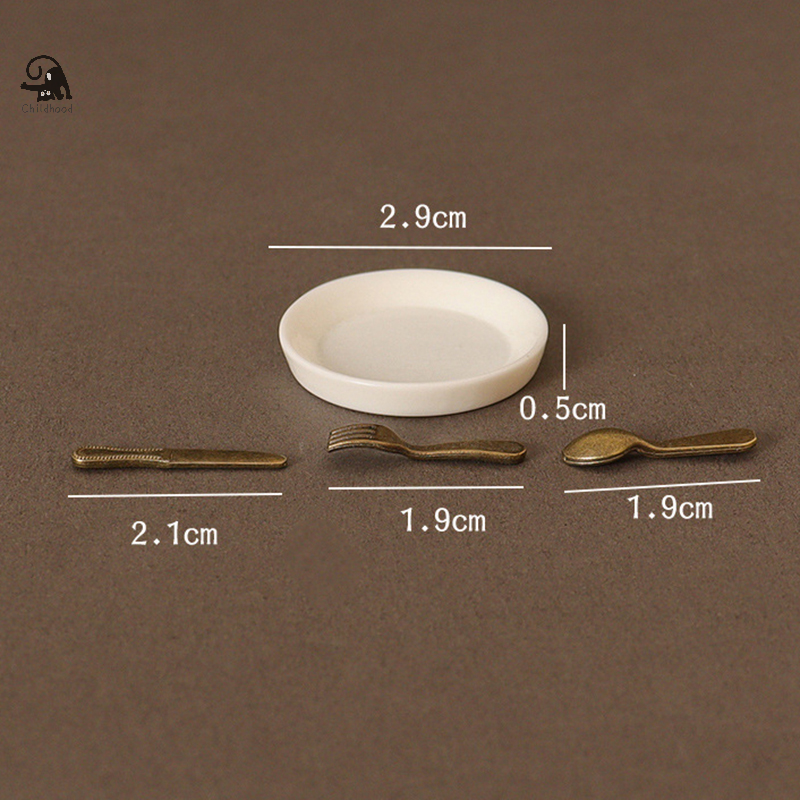 มีดแผ่น set sendok สำหรับใช้ในบ้านตุ๊กตา1:12 4ชิ้นอุปกรณ์บนโต๊ะอาหารขนาดเล็กอุปกรณ์ตกแต่งบ้านตุ๊กตาห้องครัวของเล่นสำหรับเล่น