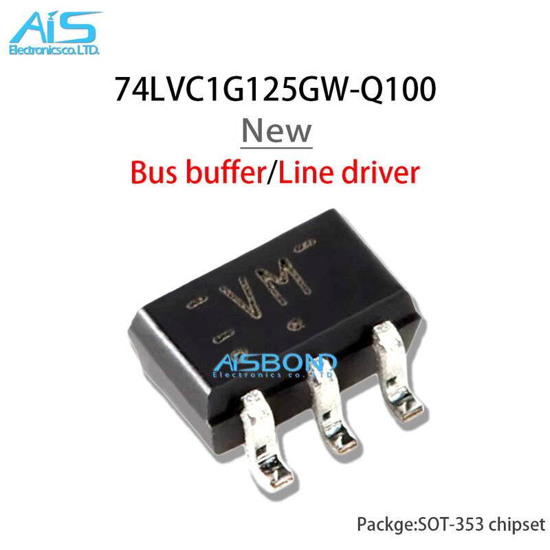 10Pcs/Lot New 74LVC1G125GW-Q100 74LVC1G125GW SOT-353 Marking VM Bus Buffer line Driver Tristate IC