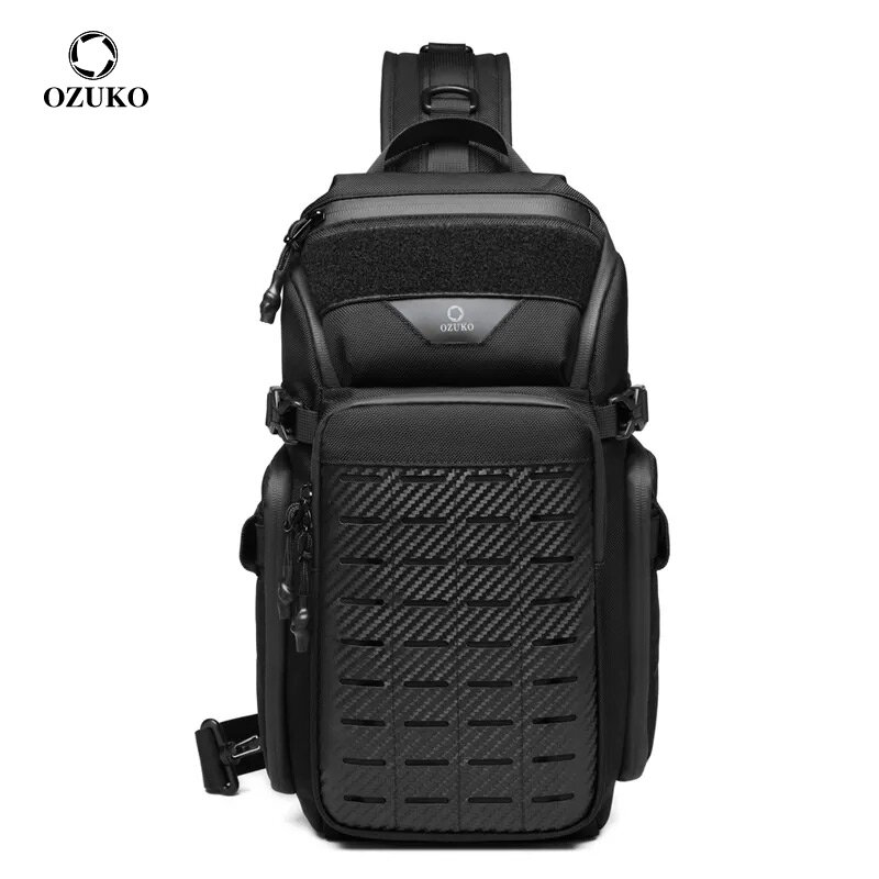 OZUKO-Impermeável Tático Crossbody Sling Bags para Homens, Multifuncional Peito Bag, Ombro Messenger Bag, Esportes ao ar livre, Viagem, Masculino