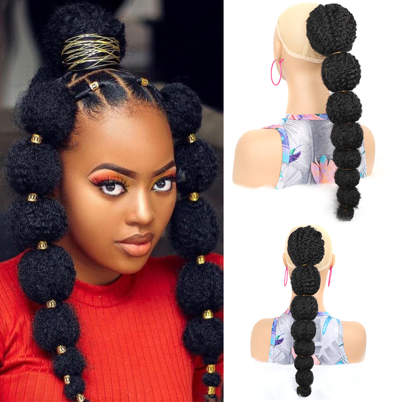 Synthetic Bubble Ponytail African Curl Drawstring Ponytail Crochet Marley Braid