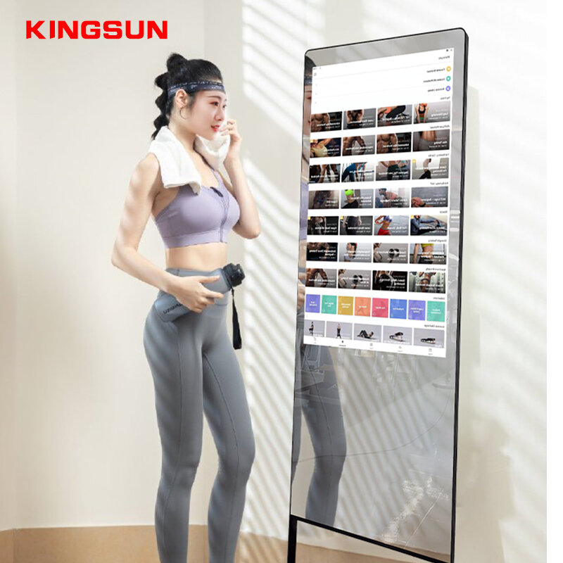 Smart  workout mirror built in camera touch screen AI interactive mirror fitness for home office exercise