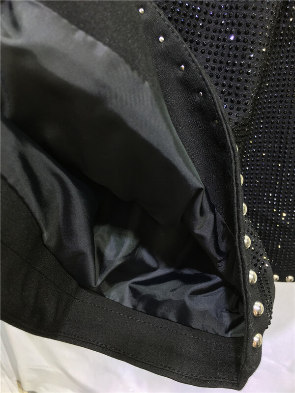 Calça preta com elástico na cintura larga feminina, estilhaço quente, rebite, tudo combina, casual, primavera, verão