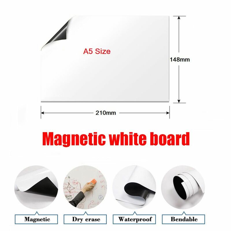 Placas brancas magnéticas para geladeira, escritório e cozinha, tamanho A5