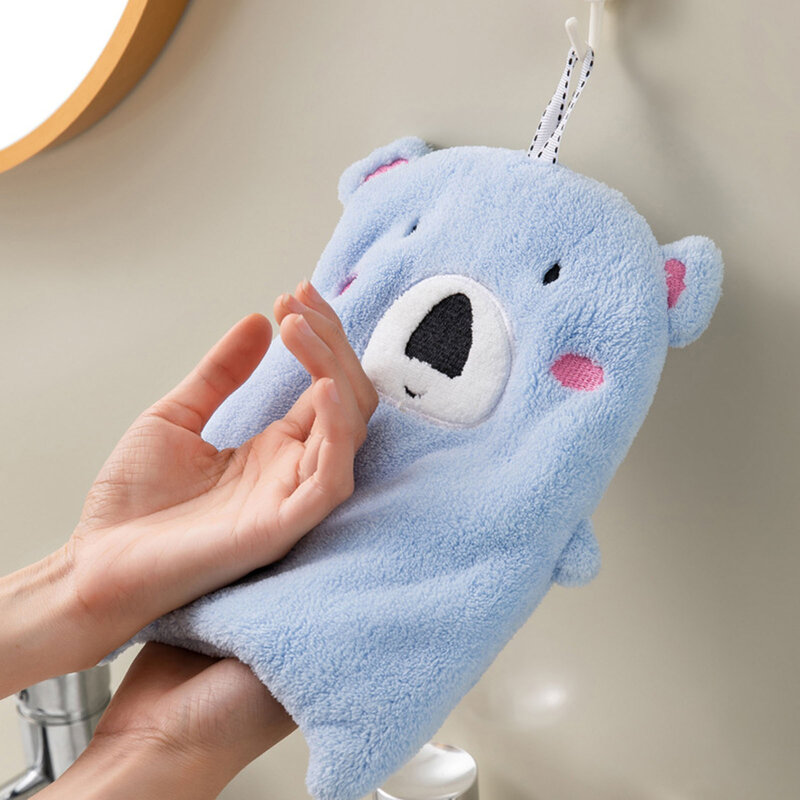 Cartoon Animal Hanging Hand Towel Super Absorbent Anti Skid Kitchen Towel for Sensitive Skin Baby Care