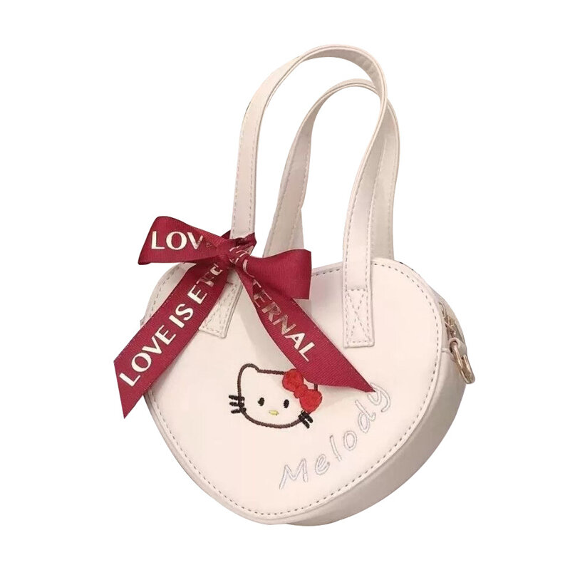 Sanrio-Bolso de mano de piel sintética para niñas, cartera Kawaii Kuromi de Hello Kitty, mochila de viaje de belleza, My Melody, Bolsa Escolar KT