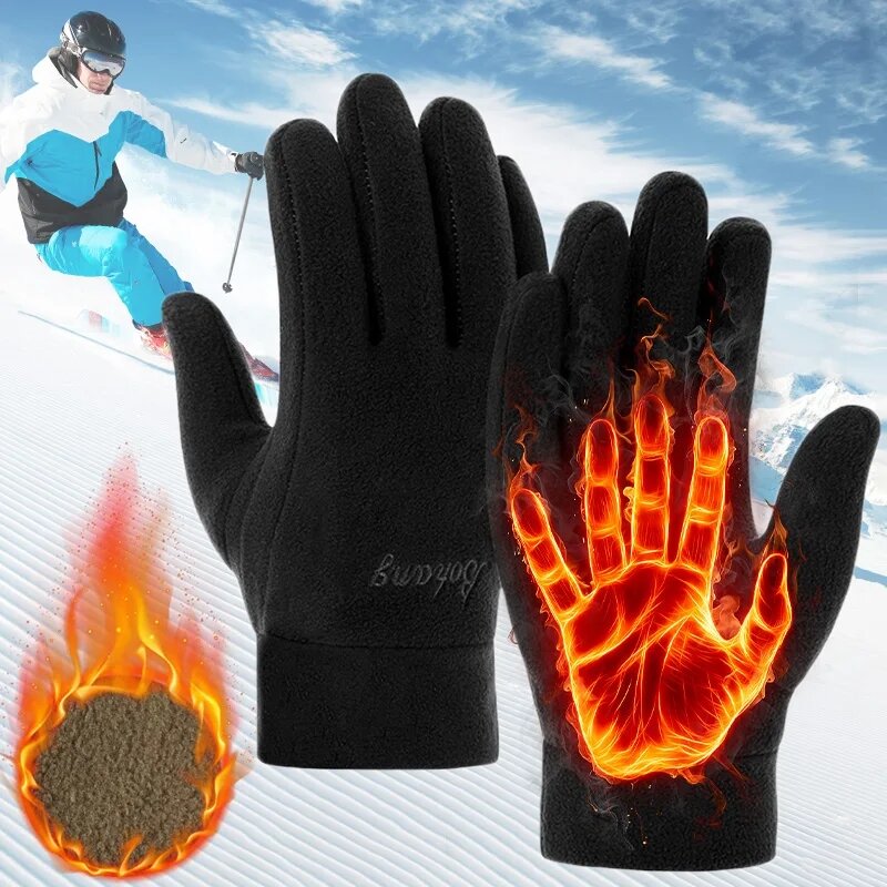 Winter Skiing Gloves Polar Fleece Windproof Outdoor Sports Thicken Warm Thermal Cold Gloves Fashion Gloves for Men Women
