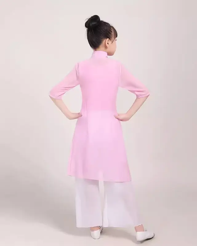 فستان رقص يانغكو الوطني الصيني للأطفال ، زي مروحة الفتاة ، المسرح ، ملابس رقص المظلة ، ملابس أطفال