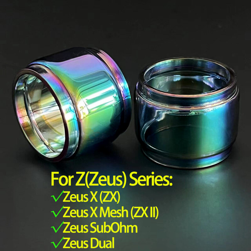 อะไหล่หลอดแก้วฟองสายรุ้ง1ชิ้นสำหรับ Zeus x Mesh subohm Z Series dual ZX II สีหลอดไฟประดับแก้ว