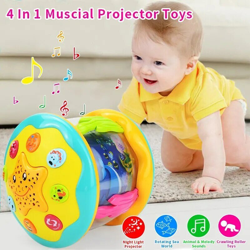 Zabawki dla dzieci od 6 do 12 miesięcy muzyczne podświetlane życie w czasie brzucha zabawki dla niemowląt. projektor obrotowy ocean prezenty dla dzieci dla małych dzieci
