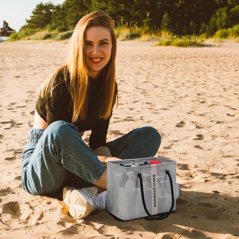 Bolsa de playa a prueba de arena, bolso de viaje con almacenamiento de artículos de tocador, impermeable, plegable, lavable