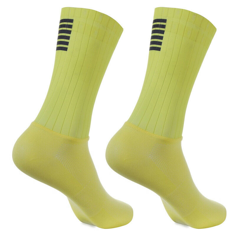 Anti Slip Silicone Summer Aero Socks Whiteline Cycling Socks Men Bicycle Sport Running Bike Socks Calcetines