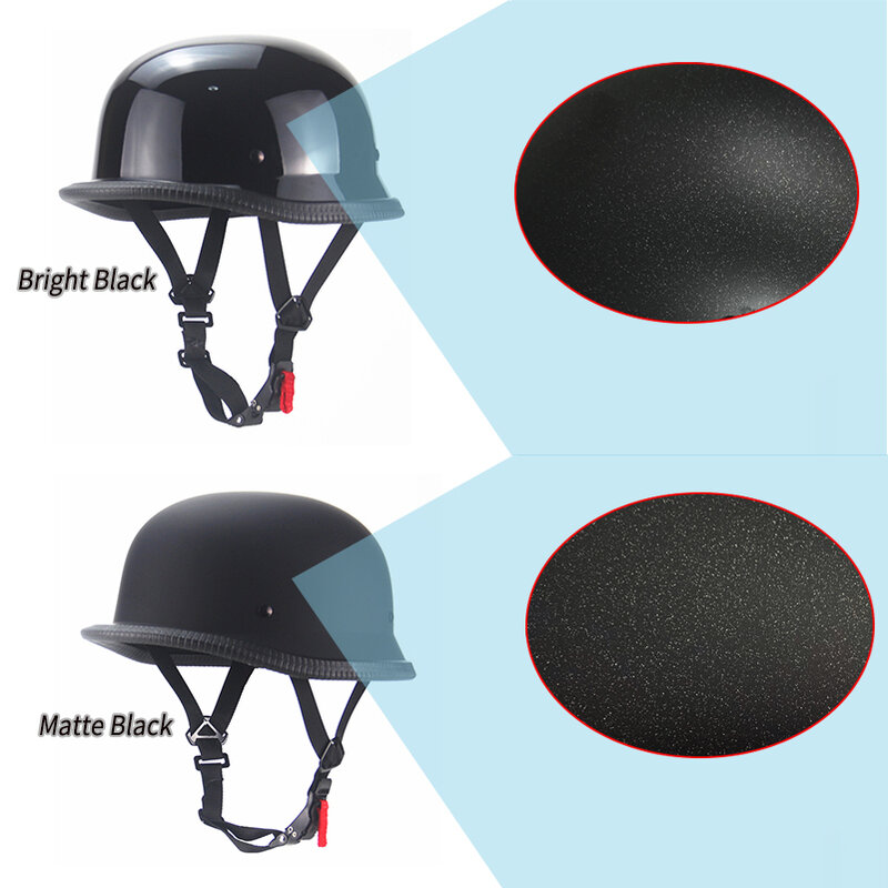 1x m/l/xl motocicleta do vintage cruzador capacete meia face alemão capacete da motocicleta capacete de carro preto brilhante-estilo ponto