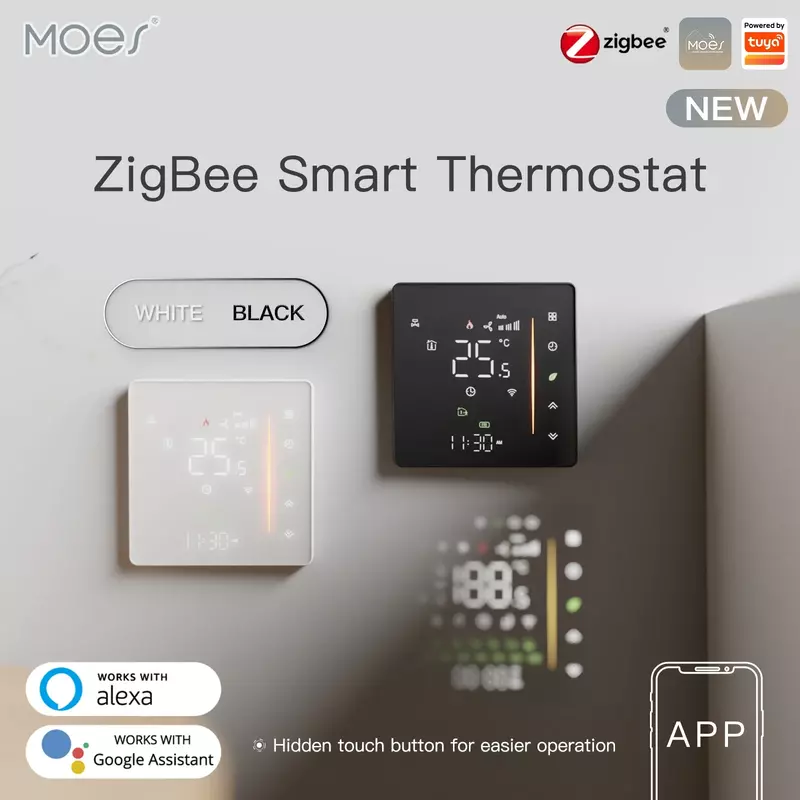 Moes Zigbee เครื่องควบคุมอุณหภูมิห้องน้ำ/ทำความร้อนความร้อนหม้อไอน้ำความชื้น Tuya ทำงานร่วมกับ Alex 5A16A