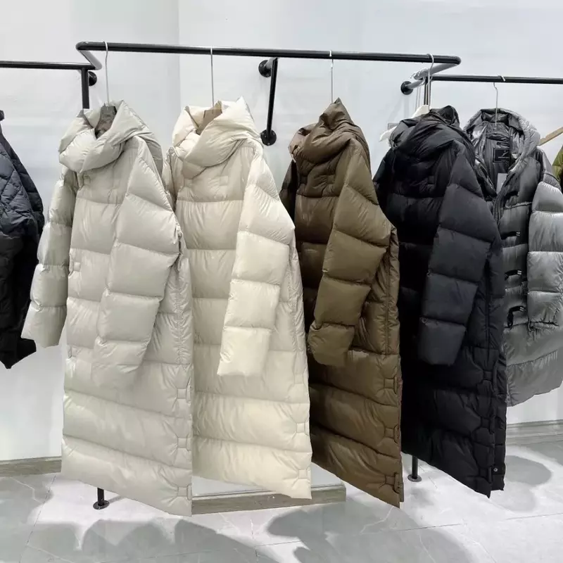 Nueva chaqueta de plumón de edredón grande de invierno sobre la rodilla gruesa suelta de longitud media para mujer