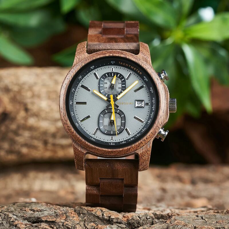 Bobo bird 2024 nowe zegarki męskie, 2 chronografy z tarczą podrzędną, wyświetlanie daty, wsparcie OEM dostosowane Dropshipping