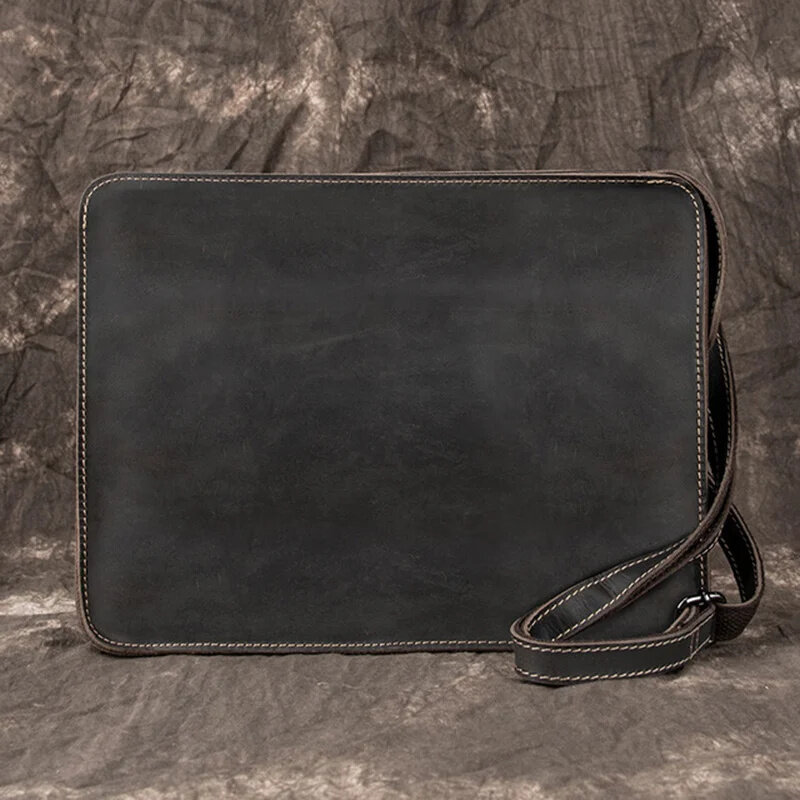 2024 натуральный портфель, модная мужская кожаная деловая сумка для ноутбука crazy horse, 100% натуральная кожа, мужской ноутбук