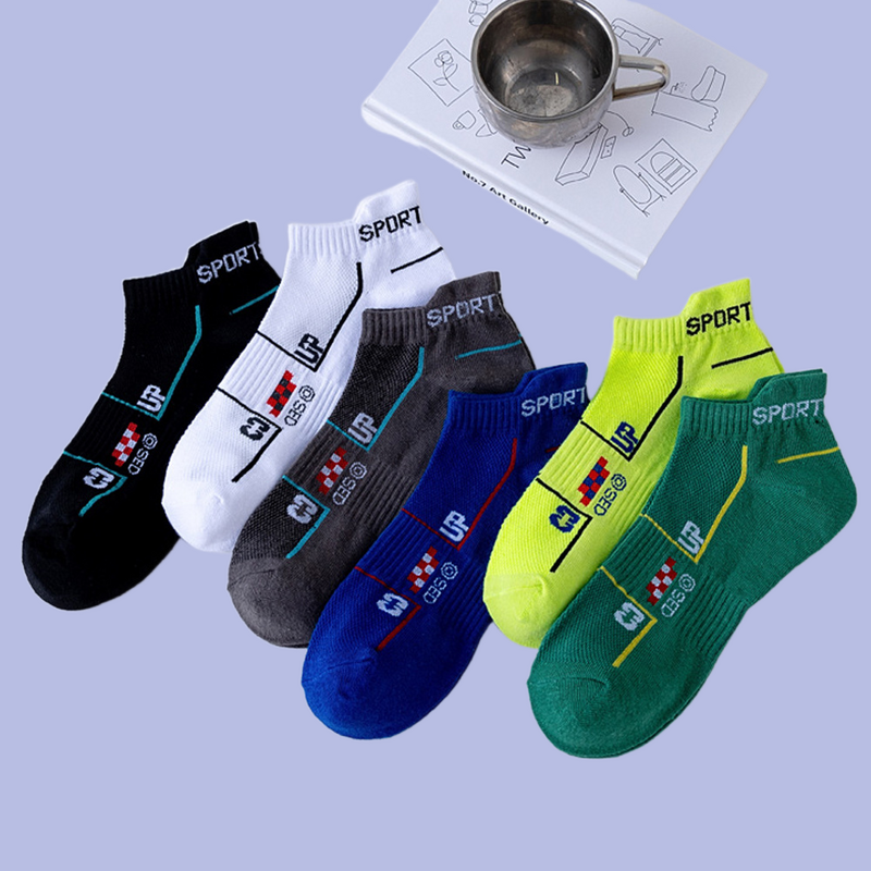6 Pairs mesh sweat-absorbent and breathable men's low-cut socks Men's socks summer thin running sports socks